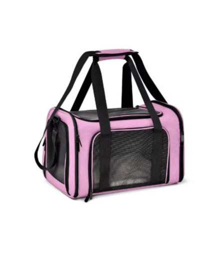 Airline approved Pet Carrier bag for small dogs and cats with claw-defense mesh, fleece pad, and shoulder strap. Available in M and L sizes.